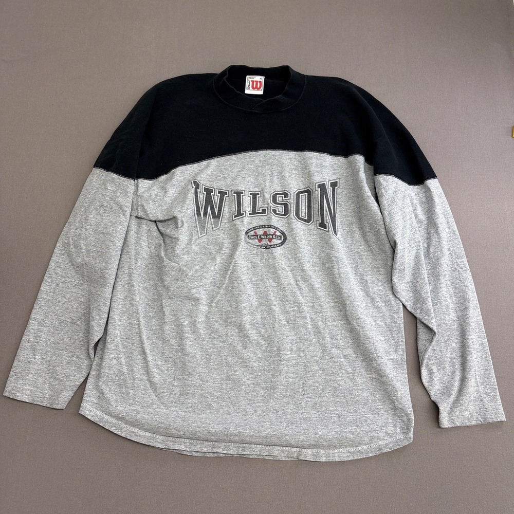 Vintage Wilson Long Sleeve Shirt Mens XL Gray Black Colorblock Made in USA